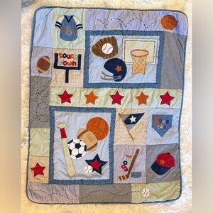 Lambs & Ivy Baby Crib Bedding Reversible Quilt Comforter Blanket  Sports Boy